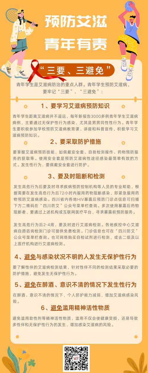 橙黄色青年学生卡通防艾宣传中文信息图表.png